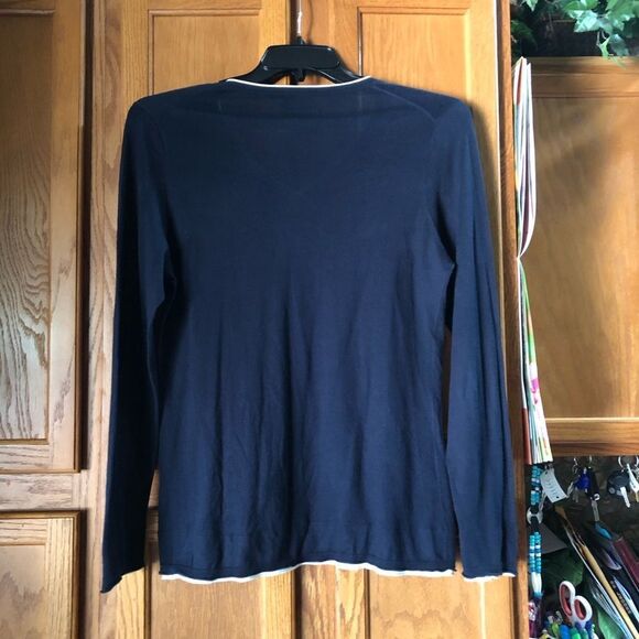 Magaschoni V-Neck Cotton Faux Layered Pullover Sweater - XL - Picture 9 of 11